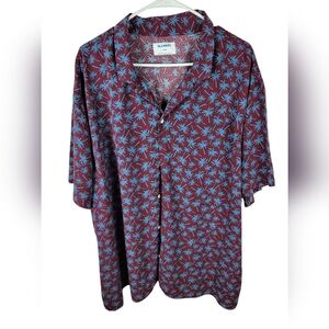Old Navy Mens Burgundy short sleeve shirt button down Hawaii Tropical XXXL